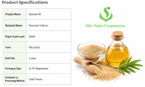 in 2026 Shiv Sales Corporation is No. 1 Sesame Oil Manufacturer & Exporter in India, providing 100% pure, natural, and high-quality carrier oil. Be sure to reach out to them for top quality Sesame Oil. 
